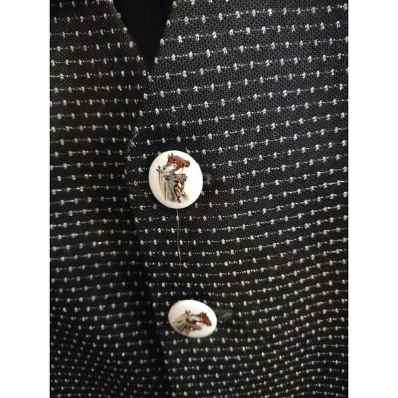 Western Dress Vest Pants Set Metallic Equestrian Black Waistcoat Mens Medium 32 - Picture 8 of 16